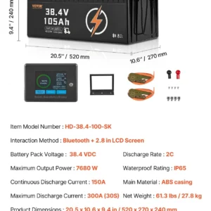Alternative view of 36V 105Ah Golf Cart Lithium Battery with 200A BMS